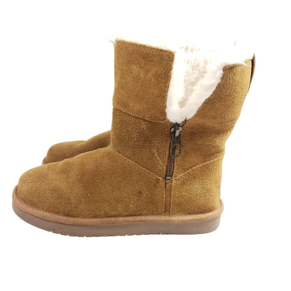 Koolaburra Big Girls Size 3 Aribel Short Brown Suede Winter Boots - Picture 3 of 7